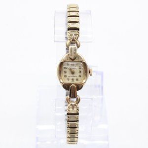 Vintage Lathin Swiss Watch Womens Gold Tone Stainless Steel Art Deco 50's
